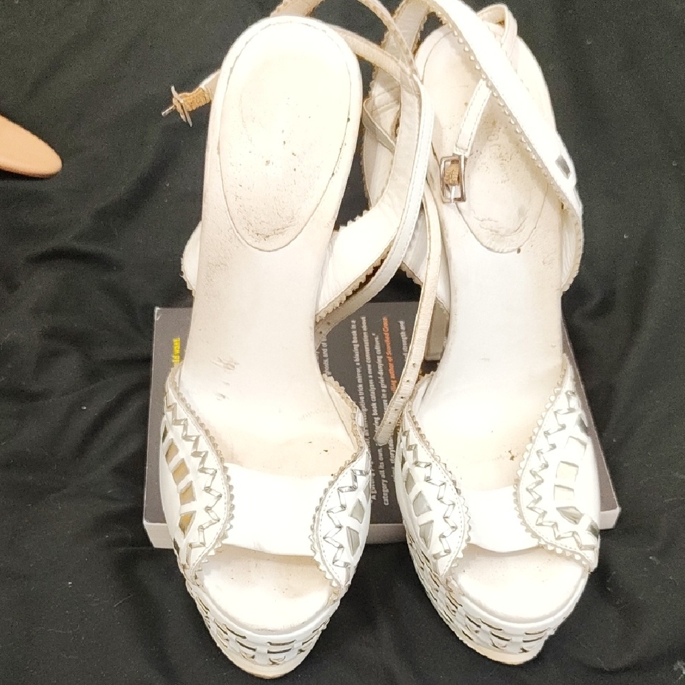 Roberto Cavalli White Platform Sandals